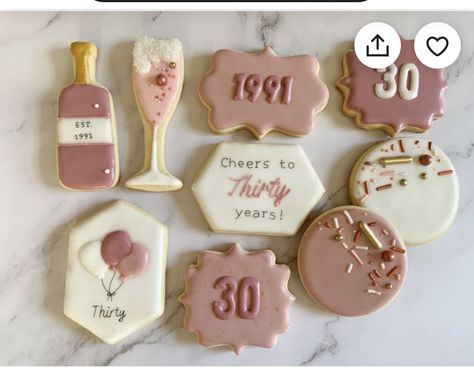 Microbiology Cookies, Custom Birthday Cookies, 30th Birthday Cake For Women, Thirty Party, Pink Bday, 30th Ideas, 30th Birthday Ideas For Women, 30th Bday Party, 30th Birthday Themes