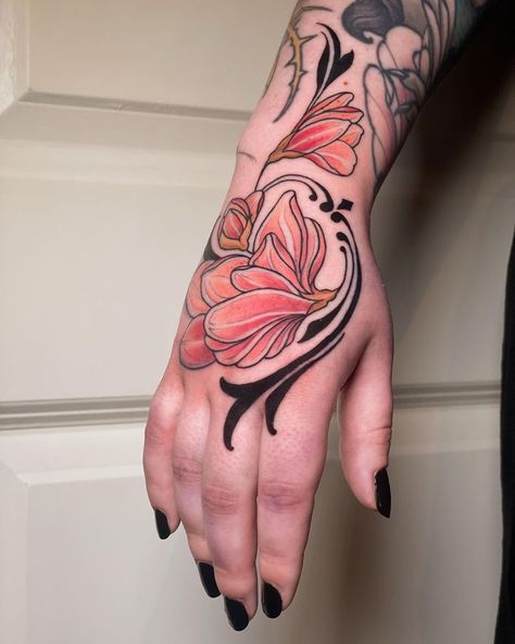 Jen Tonic Tattoo, Neo Romanticism Tattoo, Art Nouveau Floral Tattoo, Traditional Tattoo Reference, Sorry Mom Tattoo, Neo Romantic, Art Nouveau Tattoo, Magnolia Tattoo, Nouveau Tattoo