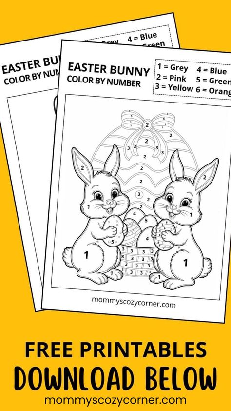 Check out these free Easter bunny color by number sheets for kids. These kids printables are perfect for Spring and Easter. They are great Easter kid's activities to learn numbers and colors! Men Coloring Pages, Gingerbread Man Coloring Page, Holiday Word Search, Thanksgiving Scavenger Hunt, Number Printables, Printable Snowman, Thanksgiving Words, Dog Thanksgiving, Kids Printables