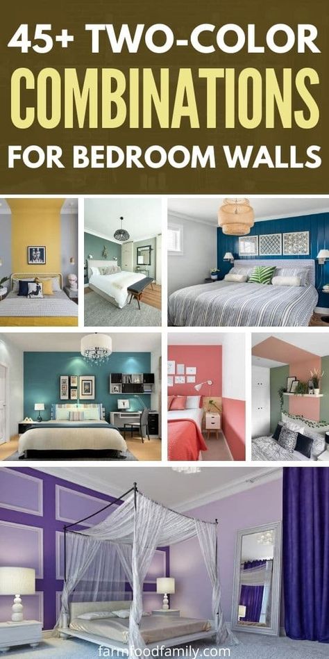 45+ Best Two-color Combinations For Bedroom Walls (Ideas & Designs) Multiple Color Bedroom Walls, Bedroom 2 Color Combination, Two Color Bedroom Walls, Indian Bedroom Color Combination, Bedroom Walls Ideas, Wall Paint Combination, Best Bedroom Wall Colors, Bedroom Wall Colour Combination, Bedroom Wall Paint Colors