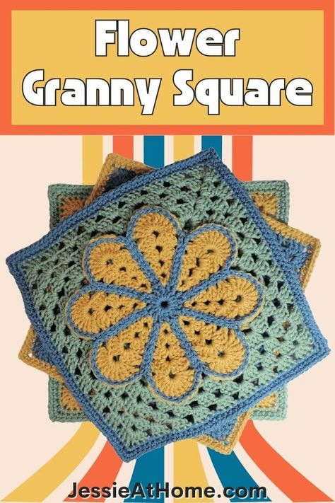 Motifs Granny Square, Crochet Squares Afghan, Flower Granny Square, Granny Square Crochet Patterns Free, Crochet Bows, Crochet Daisy, Crochet Square Patterns, Granny Squares Pattern, Square Crochet