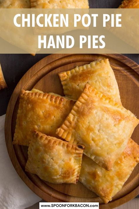 Chicken Pot Pie Turnovers Easy, Chicken Pot Pie Hot Pocket, Individual Chicken Pot Pies Freezer, Freezer Pot Pie Recipe, Chicken Pot Pie For One Person, Chicken Hand Pies Recipes, Freezer Hand Pies, Summer Chicken Pot Pie, Chicken Pot Hand Pies