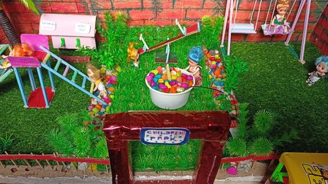 Miniature doll park.mini children park. #miniature #minidiy Miniature Park Diy, Park Miniature, Miniature Park, Park Ideas, Children Park, Flowers Wallpapers, Park Models, Miniature Doll, Beautiful Flowers Wallpapers