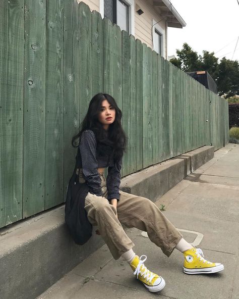 📼 on Instagram: “this was right after our glass blowing class :o)” Yellow Converse Outfit, Storage Closets, Yellow Converse, Caption This, Asian Street Style, Tennis Fashion, Pinterest Outfits, Photo Instagram, Look At You