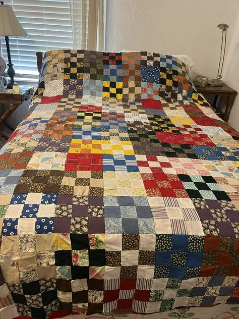 9 Patch Quilt Top 2” Squares | eBay Tossed 9 Patch Quilt Pattern, 9 Patch Quilt Pattern, Nine Patch Quilts, 9 Patch Quilt, Nine Patch Quilt, Nine Patch, Quilts Ideas, Patch Quilt, Patchwork Quilt