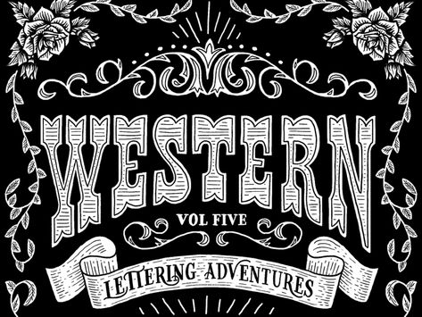 Western Lettering Adventures by Dina Rodriguez Western Logos Ideas, Western Style Lettering, Vintage Western Typography, Western Lettering, Western Calligraphy, Seasons Logo, Sign Lettering Fonts, Western Type, Married My Best Friend