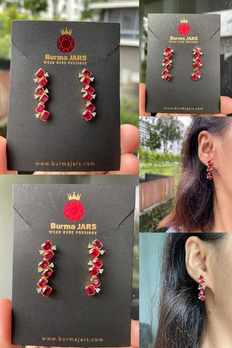 Mansin Spinel Earring Spinel Earrings, Craft Earrings, Spinel Jewelry, Original Engagement Rings, Red Spinel, Neon Red, Gold Designs, Burmese, Gold Design