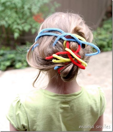 Pipe cleaners make crazy hair day dos easy! They're sensory-friendly, too! Fun Indoor Activities, Rainy Day Fun, Struggling Students, Sensory Friendly, Crazy Hair Day, Educational Activities For Kids, Spring Ideas, Pipe Cleaners, Indoor Fun