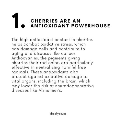 It’s cherry season 🍒 Did you know cherries can be an excellent sleep aid? Swipe to learn about 5 more amazing benefits these little ruby-red gems offer. 💪🏼😴 @healthylivingnewyork had a pretty display of them this week, and I dove right in 😍 Here are some popular varieties of cherries: •Sweet Cherries: Often eaten fresh and are known for their sweet, juicy flavor. •Tart Cherries: These are often used in cooking and baking, as well as used to make cherry juice and supplements, due to their ... Benefits Of Cherry Juice, Tart Cherry Benefits, Tart Cherry Juice Benefits, Cherry Juice Benefits, Cherry Farm, Tart Cherry Juice, Cherry Season, Cherry Juice, Cherry Tart