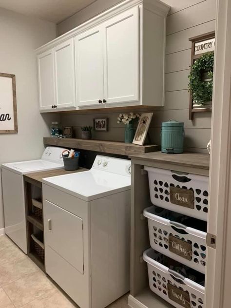 Laundry Quotes, Laundy Room, Laundry Room Update, Small Laundry Room Makeover, Rustic Laundry Rooms, Laundry Room Wallpaper, Basement Laundry Room, Basement Laundry, Laundry Room Closet