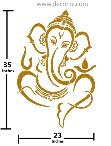 Ganesh Stencil, Ganpati Design, Wall Painting Stencils, Arte Ganesha, Ganesh Design, Drawing Pics, Ganesh Tattoo, Wedding Symbols, Sri Ganesh