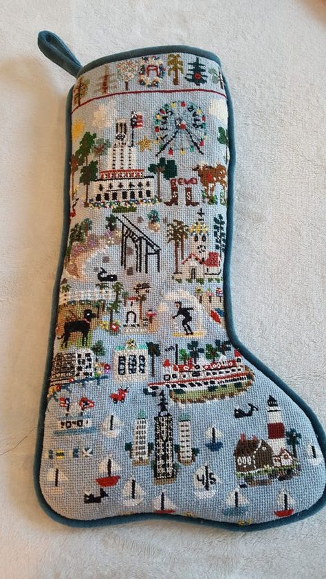 Custom needlepoint Christmas stocking. Delivery 2029 | Etsy Needlepoint Stocking, Needlepoint Christmas Stocking, Christmas Needlepoint, Unique Stockings, Cross Stitch Stocking, Needlepoint Ideas, Christmas Basket, Needlepoint Stockings, Stitch Witchery