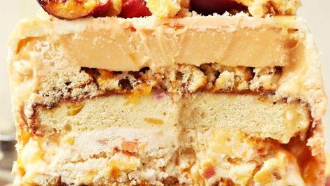 Recipe of the Day: Peach Cobbler Ice Cream Cake Peaches And Ice Cream, Peach Cobbler Ice Cream, Peach Pound Cakes, Peach Recipes, Ice Cream Cake Recipe, Peach Ice Cream, Cake Mug, Cream Pies, Peach Jam