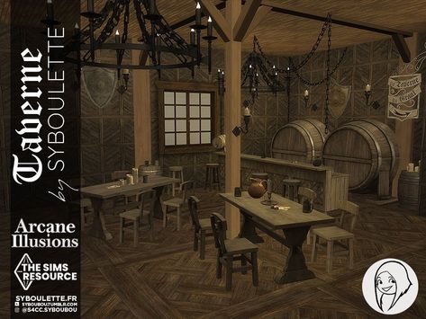 Sims 4 Syboulette, Sims 4 Medieval, Lotes The Sims 4, Sims Medieval, Mirror Box, Brick Wallpaper, Outdoor School, Sims 4 Build, Cc Sims