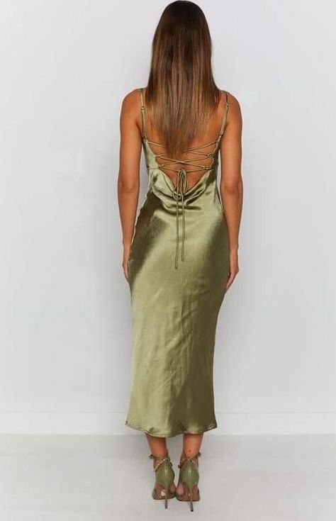 Olive Green Formal Dress, Khaki Midi Dress, Olive Green Bridesmaid Dresses, Green Slip Dress, Green Satin Dress, Green Formal Dresses, Green Silk Dresses, Olive Green Dresses, Rust Dress