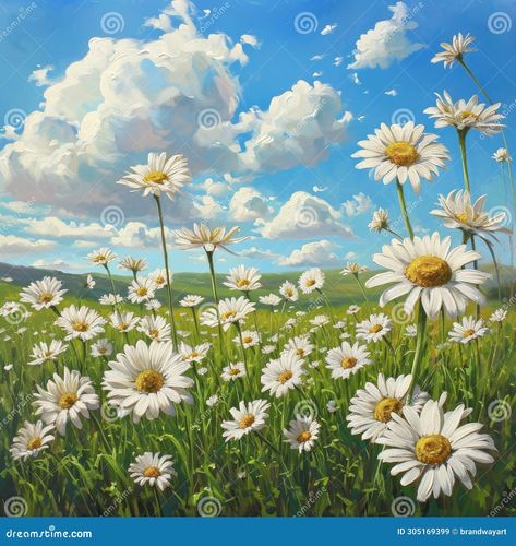 White Daisies Painting in a Field Stock Illustration - Illustration of impressionist, daisies: 305169399 Field Of Daisies Painting, Painting In A Field, Daisy Field Painting, Daisies Field, Daisy Illustration, Flower Field Painting, Daisies Painting, Field Of Daisies, Country Gal