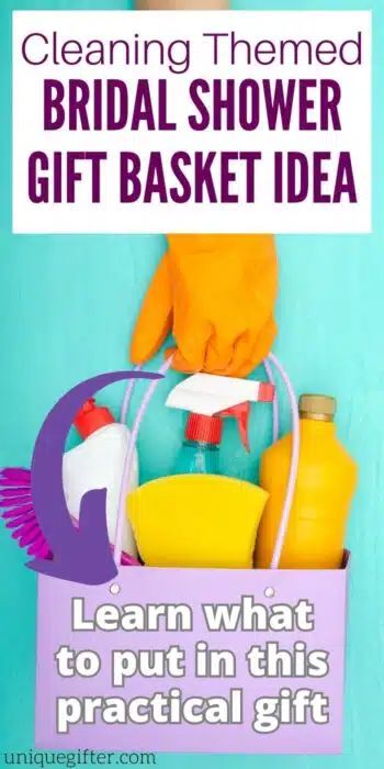 Want a fun and practical bridal shower gift basket idea? here's how you can make your own cleaning supplies gift basket for the bride to be. It's fun and easy! Bridal Gifts For Bride Baskets, Cleaning Basket Gift, Cleaning Supplies Gift Basket, Cleaning Gift Basket, Bridal Shower Gift Basket, Creative Bridal Shower Gifts, Bridal Shower Gift Ideas, Hosting Tips, Bridal Shower Gifts For Bride