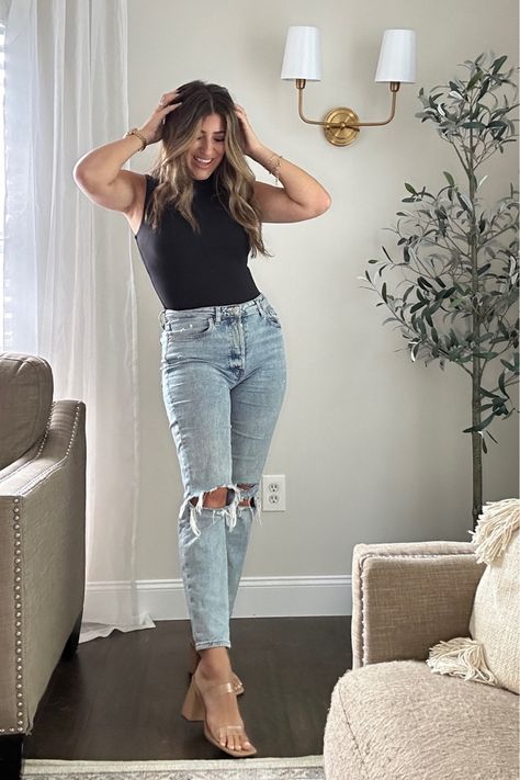 Mock neck bodysuit outfit #LTKxPrimeDay Follow my shop @laurenhornstyle on the @shop.LTK app to shop this post and get my exclusive app-only content! #liketkit #LTKFind #LTKstyletip @shop.ltk https://liketk.it/4dUg9 Black Body Suit Outfit Jeans, Black Bodysuit Outfit, Body Suit Outfit, Fall Bodysuit, Bodysuit Outfit, Mock Turtle Neck, High Neck Bodysuit, Mock Neck Bodysuit, Fall Jeans