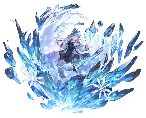 Granblue Fantasy Art, Crystal Maiden, Ice Drawing, Battle Art, Ice Art, Embracing Change, Dragon Knight, Splash Art, Game Character Design