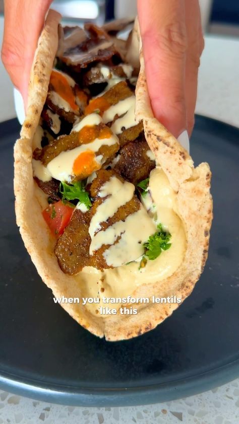 Brown lentil tofu shawarma 🥙 I’ve been making my own tofu from scratch using brown lentils because of its incredible versatility and… | Instagram Brown Lentil Tofu Shawarma, Brown Lentil Tofu, Tofu Shawarma, Lentil Tofu, 2024 Meals, Brown Lentils, Tofu Recipes, Meatless Monday, Lunches And Dinners