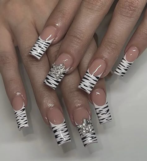 Zebra Nails Acrylic, Zebra Acrylic Nails, Zebra Nail Art, Wife Nails, Mob Wife Aesthetic, Nails Collection, Wife Aesthetic, Zebra Nails, The Sopranos