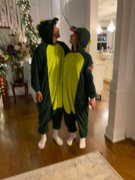 Matching Dinosaur Onesies Couples, Dino Onesie, Dinosaur Couple, Matching Onesies, Dino Costume, Teenage Couples, Bff Matching, Matching Pjs, Halloween Costume Outfits