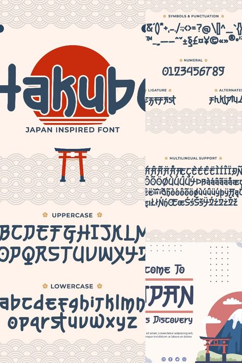 Hakubo - Japan Inspired Font Canva Japanese Fonts, Japan Illustration Design, Japan Font Design, Japan Typography Design, Restaurant Font, Japanese Font, Asian Font, Fall Fonts, Japan Ad