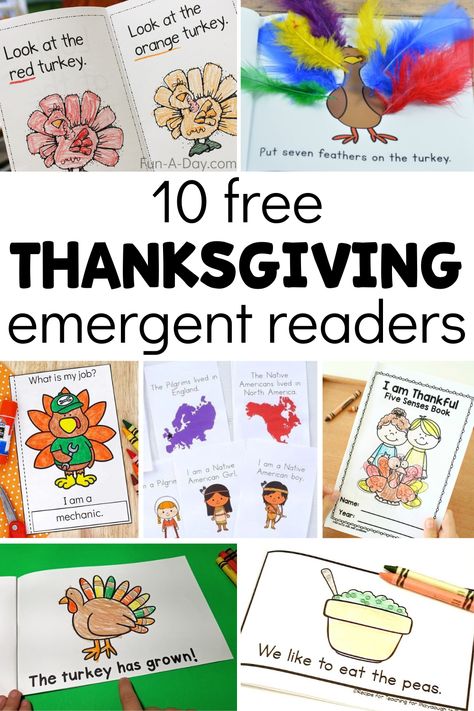 Check out 10 free Thanksgiving printable books perfect for preschool, pre-k, and kindergarten kids. The emergent readers touch on early literacy skills, as well as math, social studies, and fine motor skills. Click on the Fun-A-Day.com link to read more about the books. Thanksgiving Activities For Kids Free, Thanksgiving Emergent Reader Free, Free Thanksgiving Printables Preschool, Thanksgiving For Kindergarten, Free Thanksgiving Printables For Kids, Thanksgiving Lesson Plans, Thanksgiving Activities For Kindergarten, Thanksgiving Readings, Thanksgiving Activities Preschool