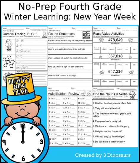 4th Grade Reading Activities, Math For 4th Grade, New Year Printables, Cvcc Words, Long Vowel Words, Place Value Activities, 3 Dinosaurs, Cursive Words, Cvce Words