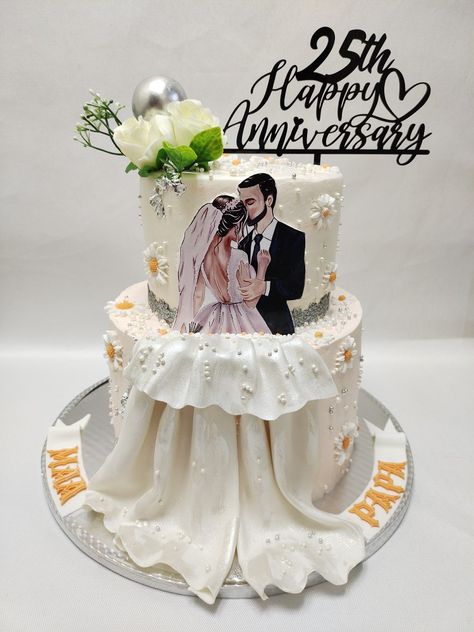 Fresh mango flavour cake 🎂 25 Anniversary Cake, Anniversary Cake Designs, 25 Anniversary, Mango Flavor, Anniversary Cake, 25th Anniversary, Happy Anniversary, Cake Topper, Cake Toppers