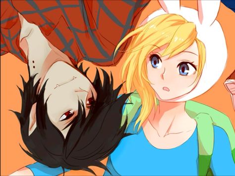 Marshall Lee & Fionna, anime style. Adventure Time. Marshall Lee, An Anime, Blonde, Hair, Anime