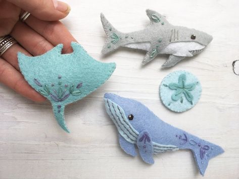 Sea Creatures Plush Sewing Pattern Felt Animals PDF SVG | Etsy Pattern Felt Animals, Felt Sea Creatures, Blue Whale Shark, Mermaid Felt, Felt Fish, Baby Mobil, Felt Animal Patterns, Owl Plush, Felt Crafts Christmas