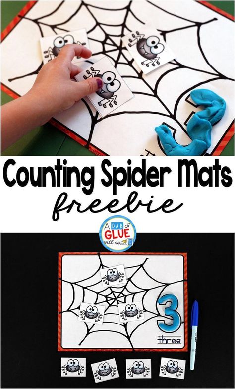 Spider Counting Mats is the perfect free printable to be added to your math centers. This activity is perfect for preschool and kindergarten students. Spiders Preschool, The Very Busy Spider, Spider Activities, October Math, Counting Mats, Halloween Kindergarten, Daily Five, Prek Math, Fall Kindergarten