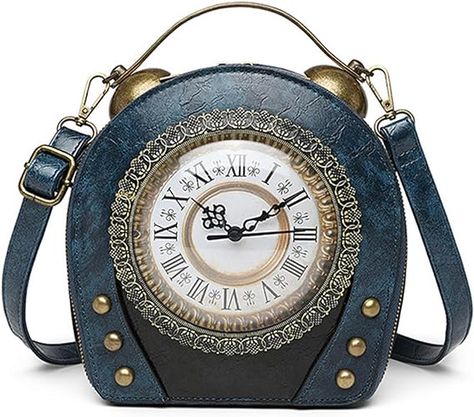 Real Working Clock Handbags Purse Antique Steampunk Shoulder Bag PU Messenger Bag, Brown, 6.3in x 7.9in x 3.4in : Amazon.ca: Clothing, Shoes & Accessories Met Ball, Retro Handbags, Style Steampunk, Small Shoulder Bags, Retro Clock, Pu Bag, Vintage Backpacks, Leather Patchwork, Round Bag