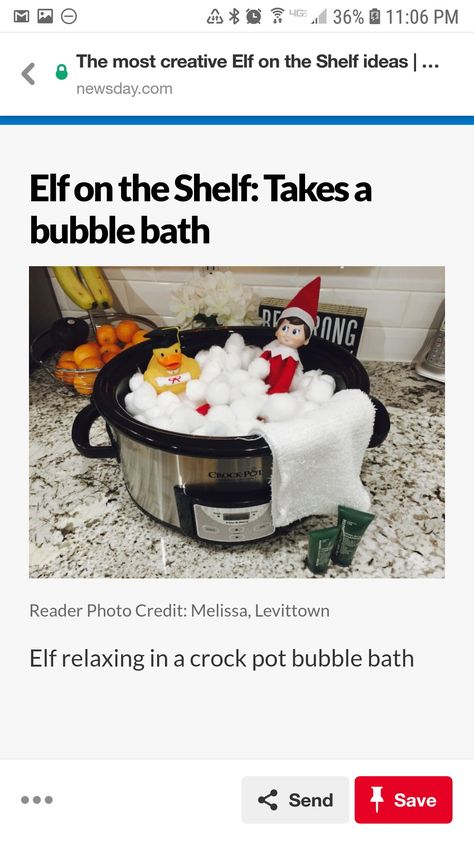 Elf Bubble Bath, On The Shelf, Elf On The Shelf, Hot Tub, Crock Pot, Elf, Bubbles, Shelves, Bath