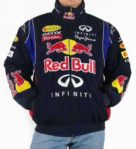 Red Bull F1 Jacket, Red Bull Jacket, Vintage Racing Jacket, Red Bull F1, Streamer Dr, Racing Jackets, Racing Jacket, Work Jacket, Modern Wardrobe