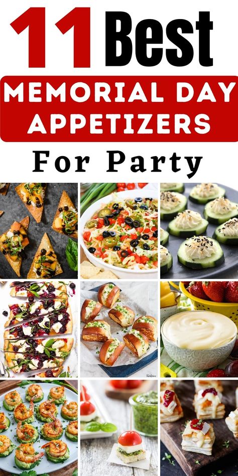 Welcome guys, As you know the Memorial Day is coming, so to make your memorial day amazing and patriotic. Here I’ve shared some cute and delicious Memorial Day appetizers for the party. These easy Memorial day recipes are perfect for the parties and this could also be great for the 4th of July. In this collection, you’ll find mini and cute appetizers, healthy appetizers, Tacos, Dips, and many more recipes. Memorial Day Snacks, Memorial Day Appetizers, Patriotic Appetizers, Baked Dip Recipes, Picnic Appetizers, Crowd Food, American Appetizers, Memorial Day Recipes, Grilled Appetizers