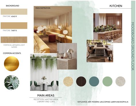 Office Design Mood Board, Design Moodboard Inspiration, Biophilic Office Design, Product Moodboard, Biophilic Office, Natural Interior Design, Moroccan Interior Design, Auditorium Design, Materials Board Interior Design