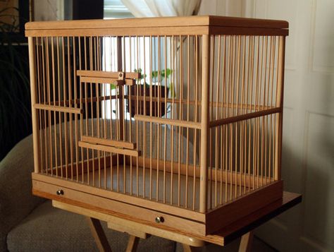 Wooden Bird Cage, Canary Cage, Diy Bird Cage, Bird Cage Design, Antique Bird Cages, Custom Aquarium, Canary Birds, Wooden Main Door Design, Chicken Cages