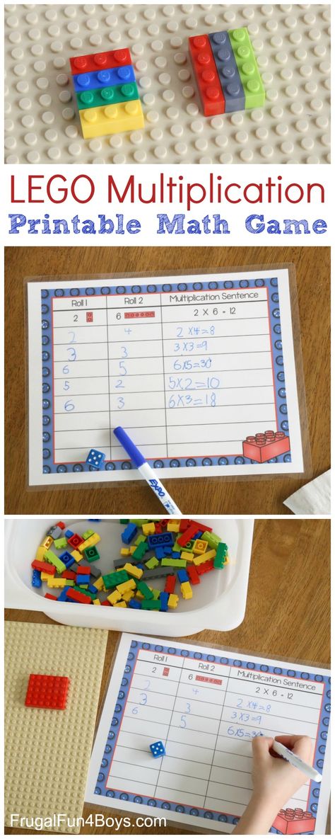 Lego Multiplication, Teach Multiplication, Lego Learning, Lego Math, Printable Math Games, Used Legos, Multiplication Activities, Teaching Multiplication, Multiplication Games