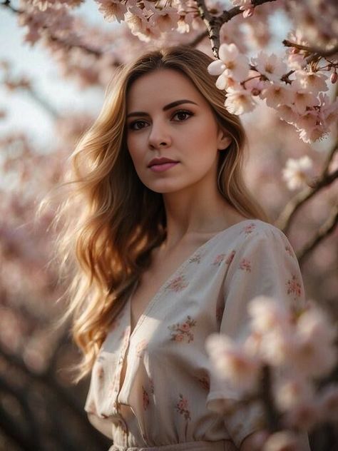 Sunny Background, Cherry Blossom Pictures, Nature Goddess, Realistic Portrait, Flowering Tree, Studio Portrait Photography, Photo Website, Dream Artwork, Visual Aesthetics