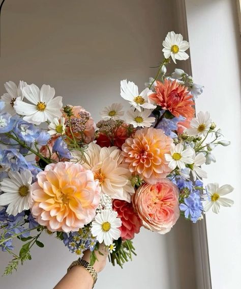 Wildflower Bridal Bouquets, Oh Honey, Paper Flower Art, Cottage Wedding, Colourful Wedding, Boquette Flowers, Flower Theme, Colorful Bouquet, June Wedding