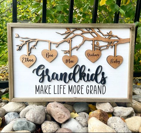 Grandchildren Sign Grandparent Gift Personalized Grandkids - Etsy Canada Kentucky Christmas, Grandchildren Sign, Grandkids Sign, Grandkids Room, Max And Ruby, Rebecca Davis, Tree Signs, My Old Kentucky Home, Christmas Door Hanger