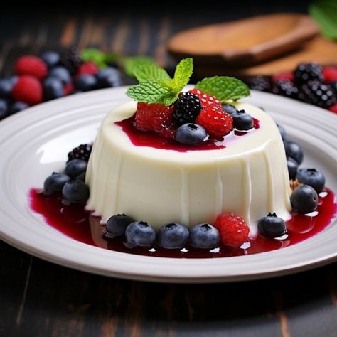 "Panna cotta is a creamy Italian dessert known for its silky texture and delicate flavor. The name \"panna cotta\" translates to \"cooked cream\" in Italian. Its delicate creaminess and ability to harmonize with various flavorings and toppings make it a beloved dessert choice for both casual meals and formal occasions." Italian Sweets, Italian Recipes Dessert, Gelatin Dessert, Studying Food, Italian Dessert, Dessert Photography, Italy Food, Silky Texture, Italian Desserts