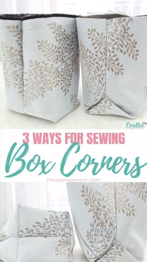 Sew Box Corners, Tutorial Sewing, Bags Sewing, Boxing Bags, Sew Ins, Tote Bags Sewing, Small Sewing Projects, How To Give, Patchwork Quilting