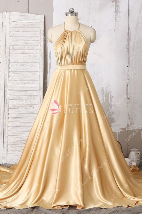 Gold Dress Long Classy, Evening Gowns Gold, Gold Dresses Long, Elven Dress, A Line Long Dress, Beaded Formal Dress, Lehenga Designs Simple, Gold Bridesmaid Dresses, Gold Prom Dresses