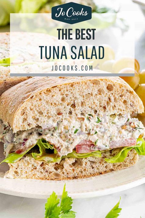 The Best Tuna Salad Recipe is right here with Pecans and Raisins. It makes for such a delicious lunch or dinner! Serve it on your favorite bread and you'll never go back. With crunchy pecans and sweet raisins, this might be your new favorite sandwich. #tunasalad #salad #tuna Recipe With Pecans, The Best Tuna Salad, Best Tuna Salad Recipe, Tuna Melt Recipe, Best Tuna Salad, Healthy Foods To Make, Tuna Salad Sandwich, Jo Cooks, Healthy Food Habits