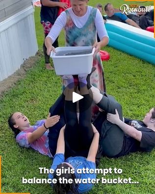 Sock Removal Challenge Gone Wrong | The girls attempt a water bucket balancing game! | By IndeskribeabullFacebook Diy Bucket Ball Game, Baseball Bucket Game, Bucket Challenge Game, Ball In Bucket Game, Fill The Bucket Water Game, Water Bucket, Gone Wrong, Fun Sleepover Ideas, Fun Games