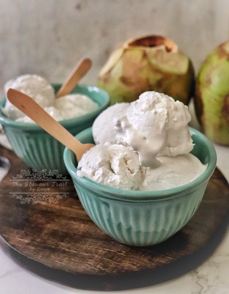 Tender Coconut Ice Cream, Indian Ice Cream, Grilled Chicken Sandwich Recipes, Coconut Ice Cream Recipes, Tender Coconut, Natural Ice Cream, Almond Ice Cream, Ice Cream Photography, Mango Ice Cream