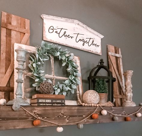 Modern Farmhouse Floating Shelf Decor, Fall Floating Shelf Decor, Rustic Shelf Decor Living Room, Farmhouse Wall Shelf Decor, Farmhouse Shelf Decor Living Room, Western Shelf Decor, Atl Apartment, Shelf Decor Farmhouse, Farmhouse Shelf Decor